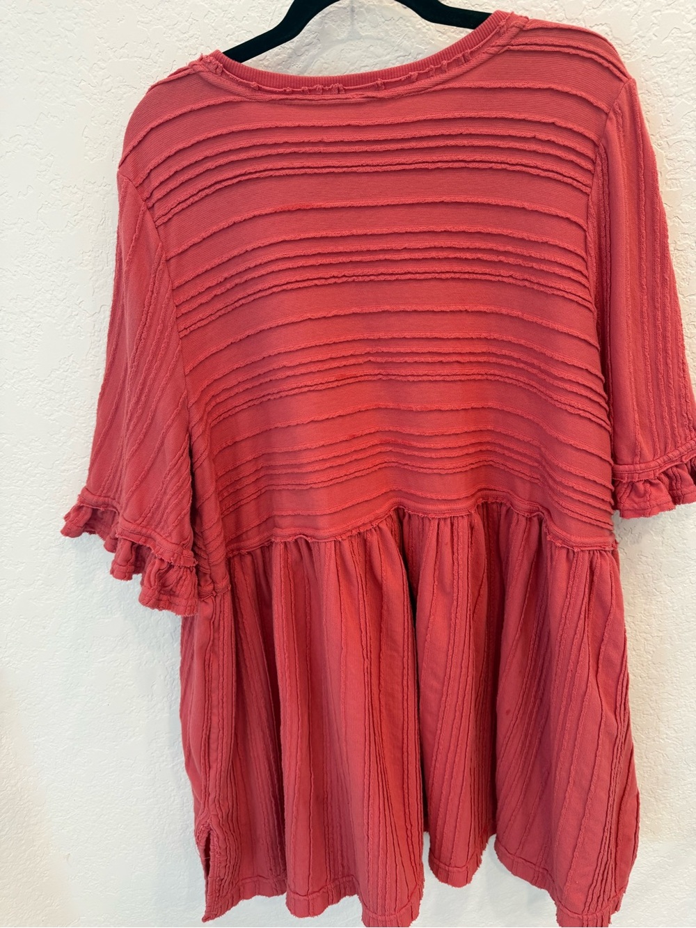 Free People Ribbed Babydoll Mini Dress in Coral can also be worn as a tunic - Picture 5 of 6